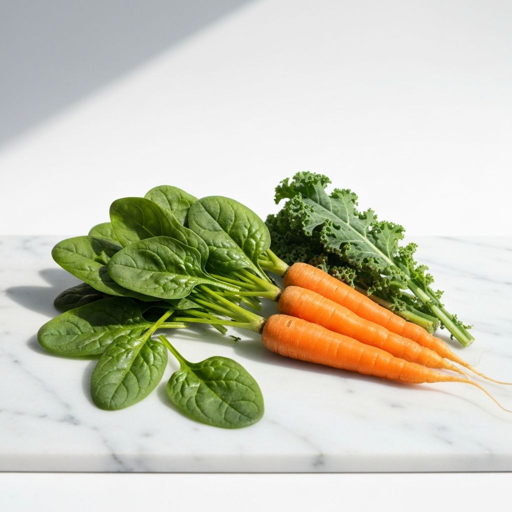 Blattgemüse und Karotten